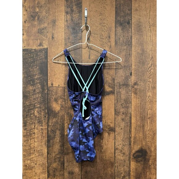 Athleta Free Style Camo One Piece Swim Suit Blue Size 26 EUC - Picture 3 of 5